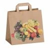 Null 250x 1-PACK Papiertragetasche Naßfest Motiv OBST 260+170x250mm. Braun 90 Gr.