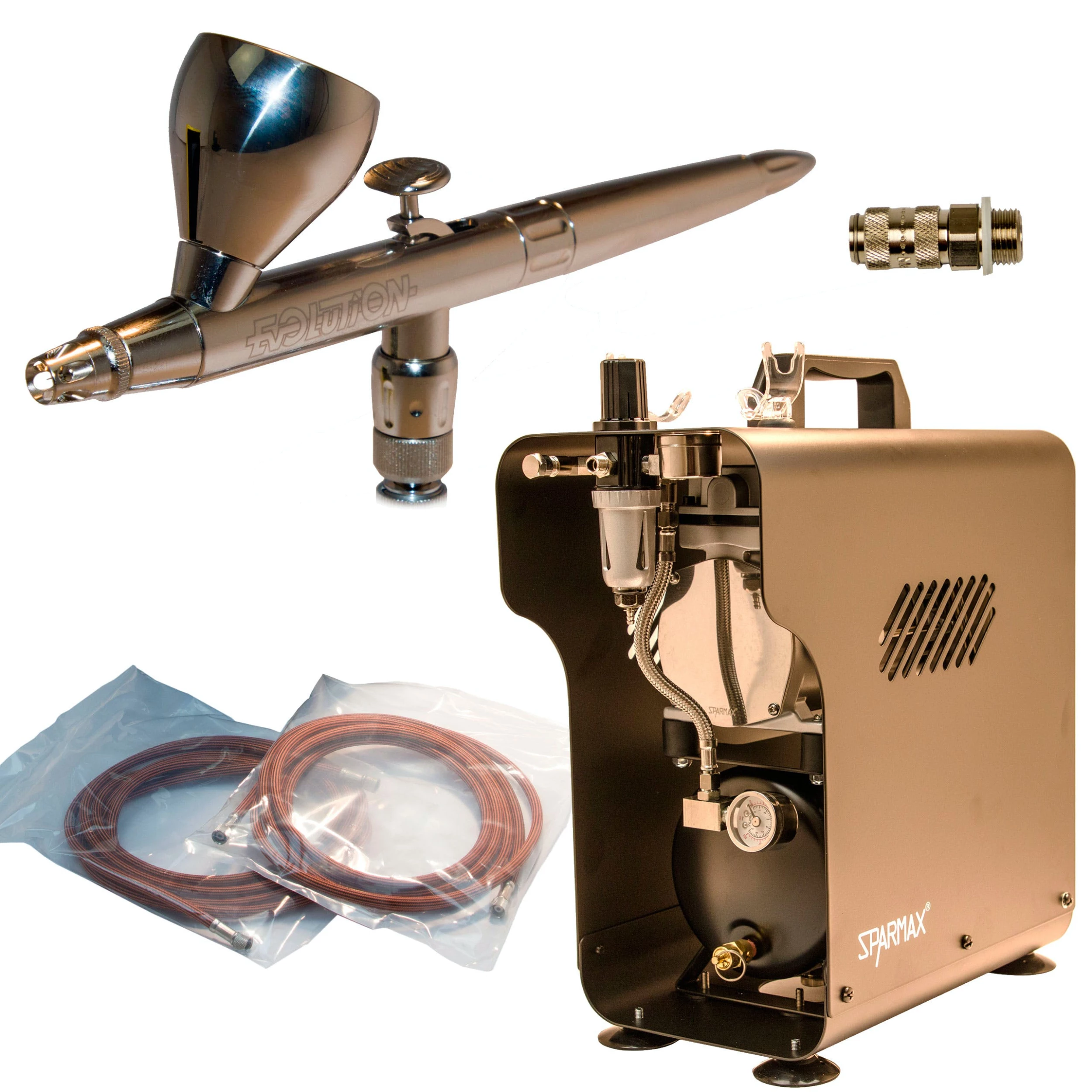 Null Airbrush Profi Set Airbrushpistole Evolution Silverline FPc Sparmax Kompressor 3 Null Airbrush Profi Set Airbrushpistole Evolution Silverline FPc Sparmax Kompressor