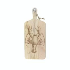 Null Schneidebrett Vesperbrett Mit Hummermotiv Mangoholz Holzbrett L: 58cm Natur