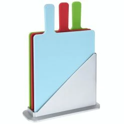 Null 3 X Farbenfrohe Schneidbretter Aus Kunststoff In Praktischer Halterung Frühstückbrett Brotzeitbrett Spühlmaschinenfest 29 X 20 X 0,7 Cm