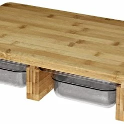 Null Bambus-Schneidebrett Mit 2 Auffangbehältern, Bambus / Kunststoff, 41 X 26,5 X 8,2 Cm, Braun