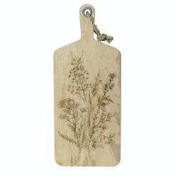 Null Schneidebrett Servierbrett Wildblumen Mangoholz Natur Griff Serviertablett 58cm