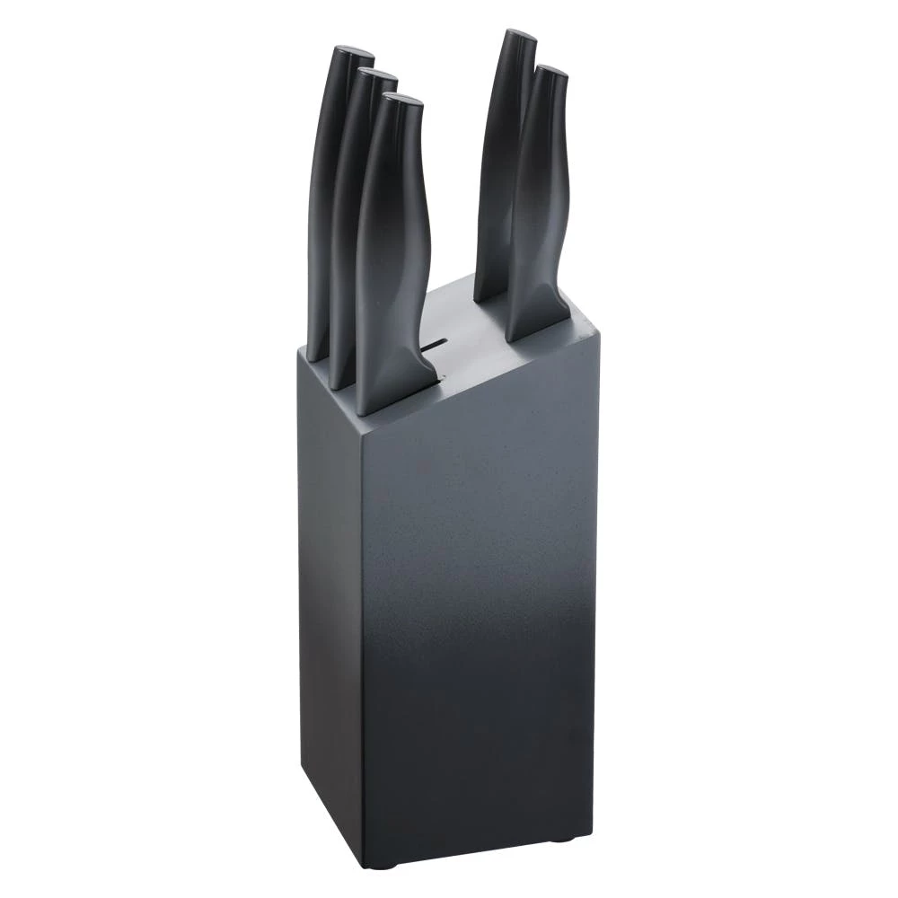 Null Michelino 6-teiliges Edelstahl Messer-Set Mit Messerblock Aus Holz Kochmesser Grau 3 Null Michelino 6-teiliges Edelstahl Messer-Set Mit Messerblock Aus Holz Kochmesser Grau