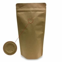 Null 500x Standbodenbeutel Kraftpapier Braun Mit Aromaschutzventil 170x310x90mm