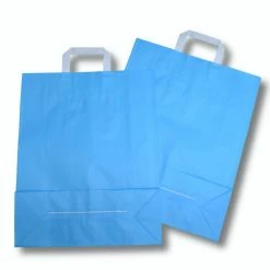 Null 250x Papiertragetaschen Aus Kraftpapier 320+120x400mm Hellblau
