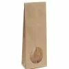 Null 10x Blockbodenbeutel Mit Rundem Sichtfenster - 250g - 8 X 5 X 24,3 Cm - Papiertüten Bodenbeutel Geschenktüte Tütchen Kraftpapier (rundes Fenster)